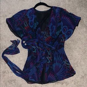 Nanette Lepore silk flutter sleeve blouse